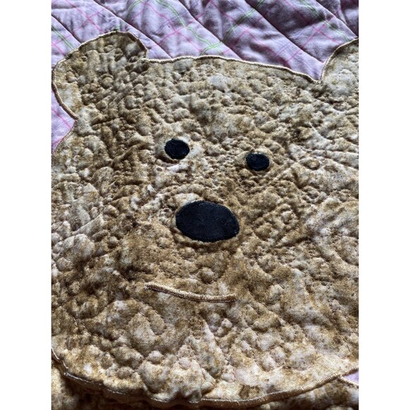 Handmade Baby Quilt With Teddy Bear & Alphabet Print 35x27 Inches - Picture 7 of 7